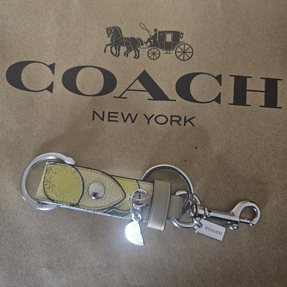 NWOT Coach Trigger Snap Bag Charm With Lemon Print CA047